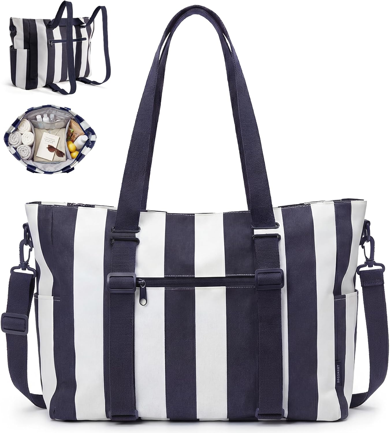 BAGSMART Large Beach Bag for Women, Oversize Tote Bag for Travel/Swim Pool/Summer | 3-Ways to Carry, Cruise Essentials, Family Picnic, Extra-large mom bag, Sandproof, zip open, Mothers day gifts