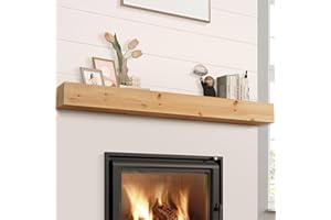 TECANA Fireplace Mantel Shelves 60inch | Solid Wood Floating Mantel Shelf - Rustic Farmhouse Wall Shelf with Invisible Brackets & Heavy Duty 100lbs Capacity