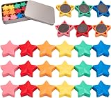 Wukong 24Pcs Star Fridge Magnets 6 Colors 30mm 8mm Thick with Iron Box
