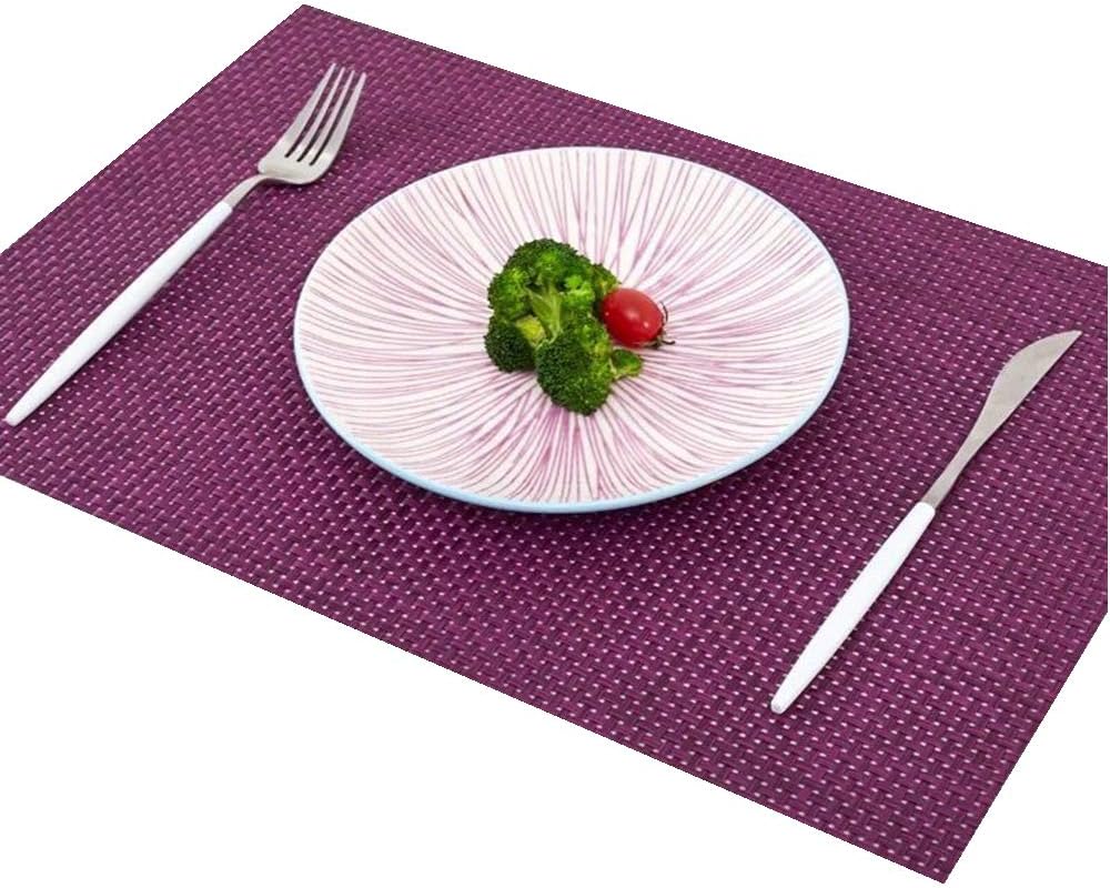 Premium Washable Non-Slip PVC Place Mats, Set of 6, Purple