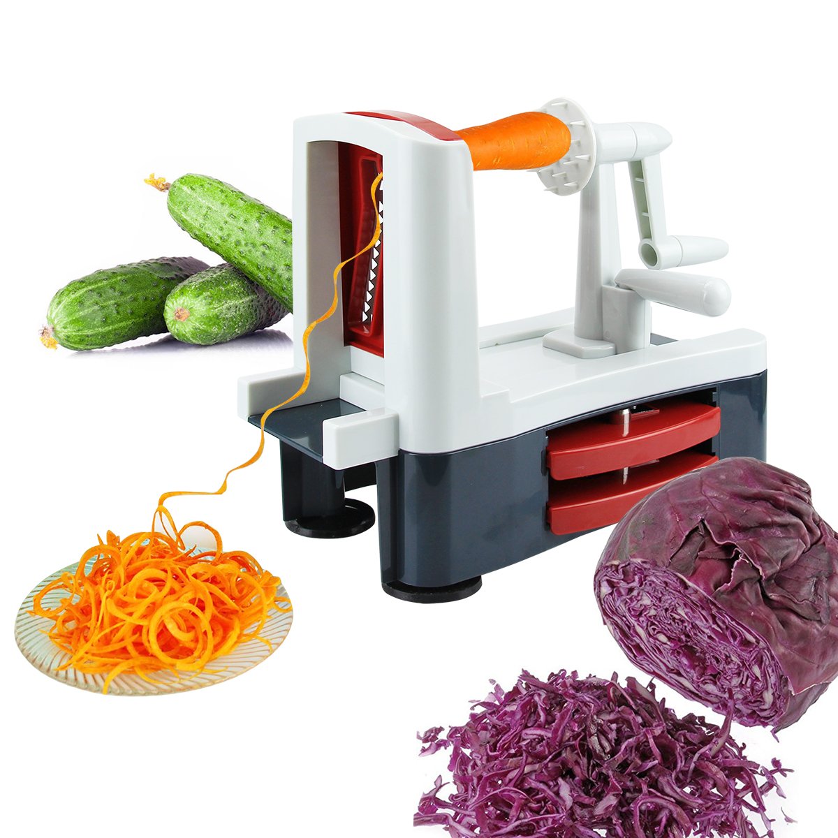 Spiralizer Vegetable Slicer-Spiral Vegetable Slicer and Cutter-Noodle Maker-Perfect for Low Carb and Vegetarian