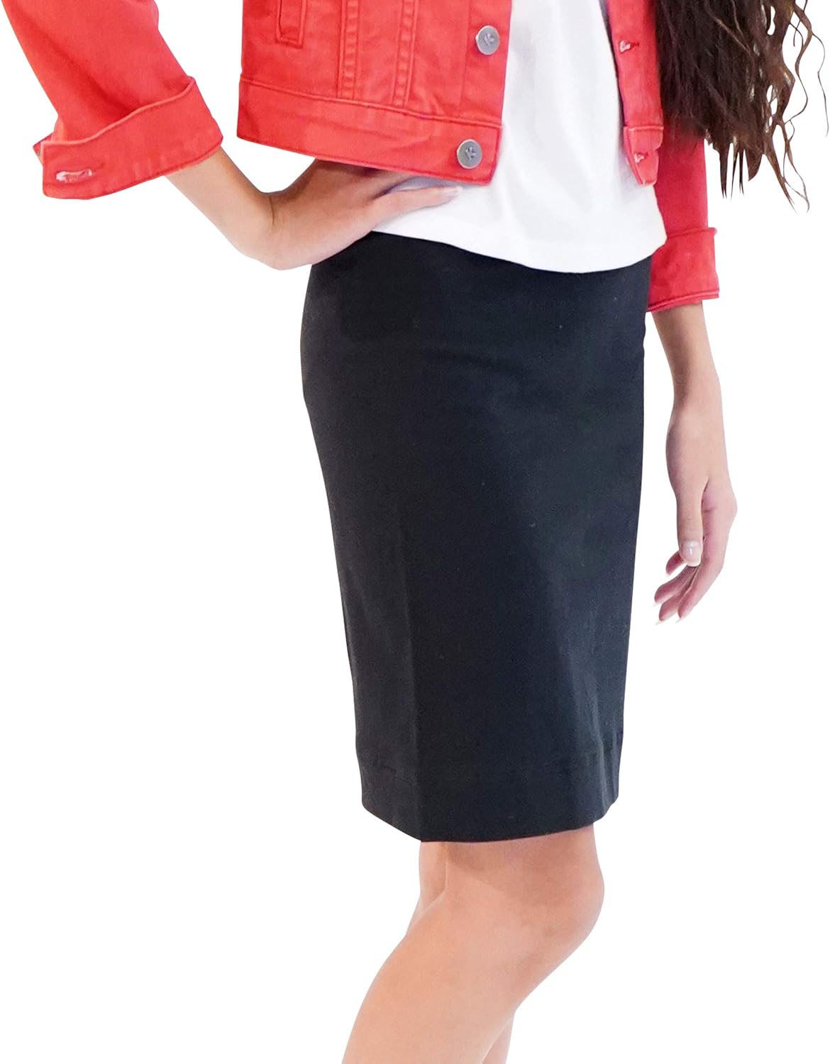 KIDPIK 3-Pack Pencil Skirts - Knee Length Skirt for Girls 4 Years & Up - Black, Rose, Pink Colors to Choose from -: Clothing