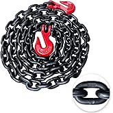 YATOINTO G80 Binder/Safety Chain 3/8 Inch x 10 Foot Transport Binder Chain with Clevis Grab Hooks 7,100 lbs Safe Working Load Logging Chain for Transporting Towing Tie Down Binding Equipment
