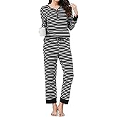 Reliwel Womens Cotton Pajama Sets Long Sleeve Tops and Full-Length Sleepwear Set Two-Piece Pjs with Pockets Soft Loungewear