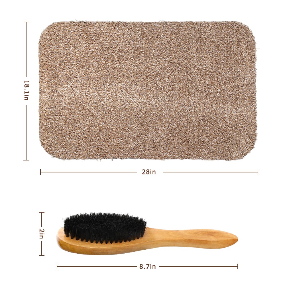 Indoor Outdoor Doormat Non Slip Door Mats Super Absorbent Entrance Rug Carpet with Brush by Yblntek