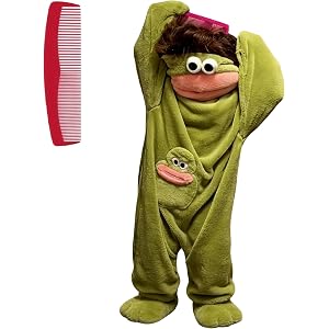 Kiamztop Kids Big Mouth Monster Onesie with Giant Comb,Halloween Cosplay Costume for Home Sleep Christmas Theme Party