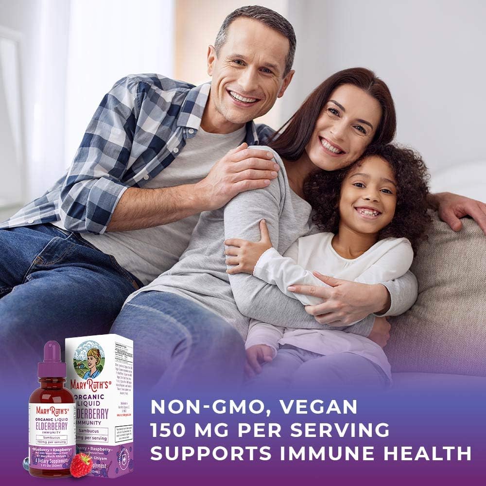 Organic Elderberry Syrup Black Sambucus Liquid for Kids & Adults by MaryRuth’s- Immune Boost - High Flavonoid - Vegan - NO Alcohol - 30 Day Supply: Health & Personal Care
