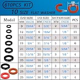 ZDBB 610 Pcs Water Hose Gasket and O Ring Kit NBR Sealing Set view 2