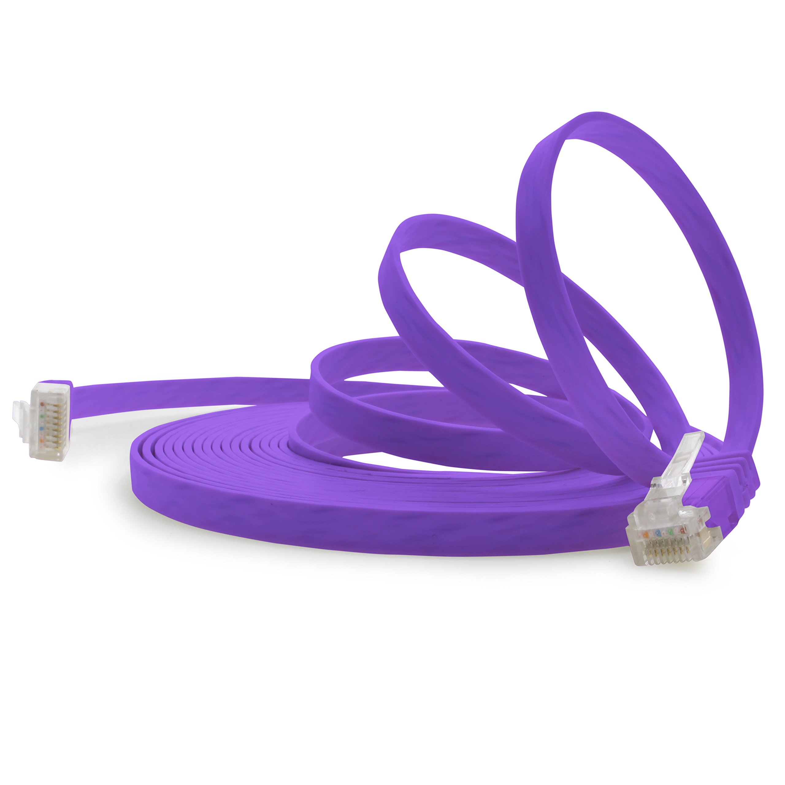 1aTTack.de 10m Purple Cat.6 Flat Network Cable - Gigabit LAN (RJ45) Ultra Flat Slim Micro