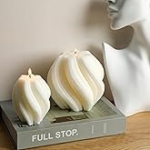 MTLEE 2 Pcs Spiral Swirl Candle Large Aesthetic Pillar Scented Soy Wax Twirl Elegant Decorative Candles Beautiful Housewarming Gift for Home Room Bedroom Shelf Decor(White)