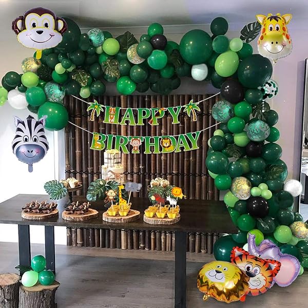 Jungle Birthday Party Decoration Boys Happy Birthday Banner With