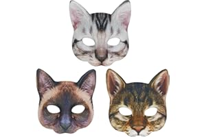 Alodidae 3 PCS Realistic Cat Mask Animal Head Masks Halloween Christmas Novelty Costume Party Accessory