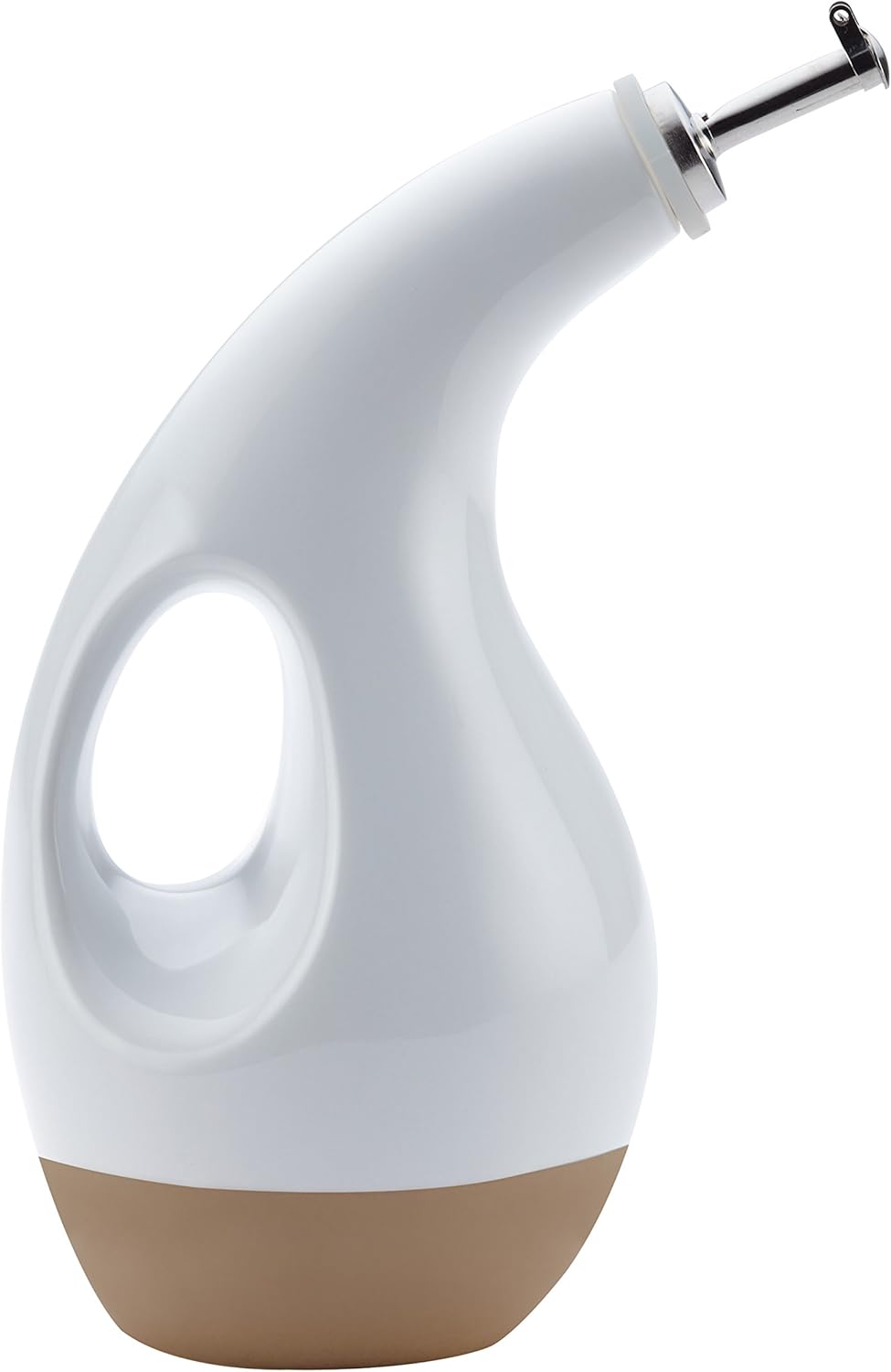Rachael Ray Slip Glaze Ceramics EVOO Olive Oil Bottle Dispenser with Spout - 24 Ounce, White: Kitchen & Dining
