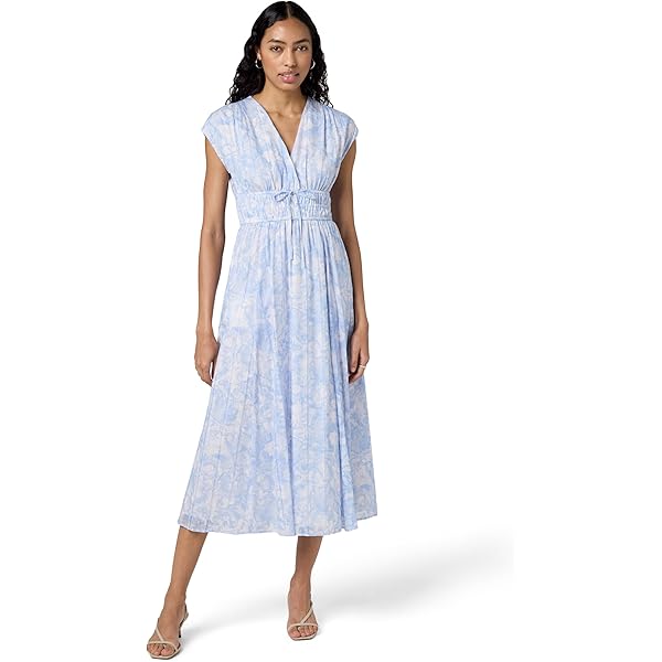 white christmas dresses Women's Black Grand Print Flutter Sleeve Midi Dress