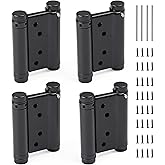3" Double Action Spring Hinges, Self Closing Door Hinges for Saloon Cafe Pub Swinging Doors, 201 Stainless Steel, Including Pins and Screws, 4-Pack