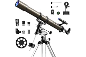 NACATIN Telescope 90mm EQ Refractor Telescope for Adults & Professionals, High Powered Portable Telescope with Phone Adapter 