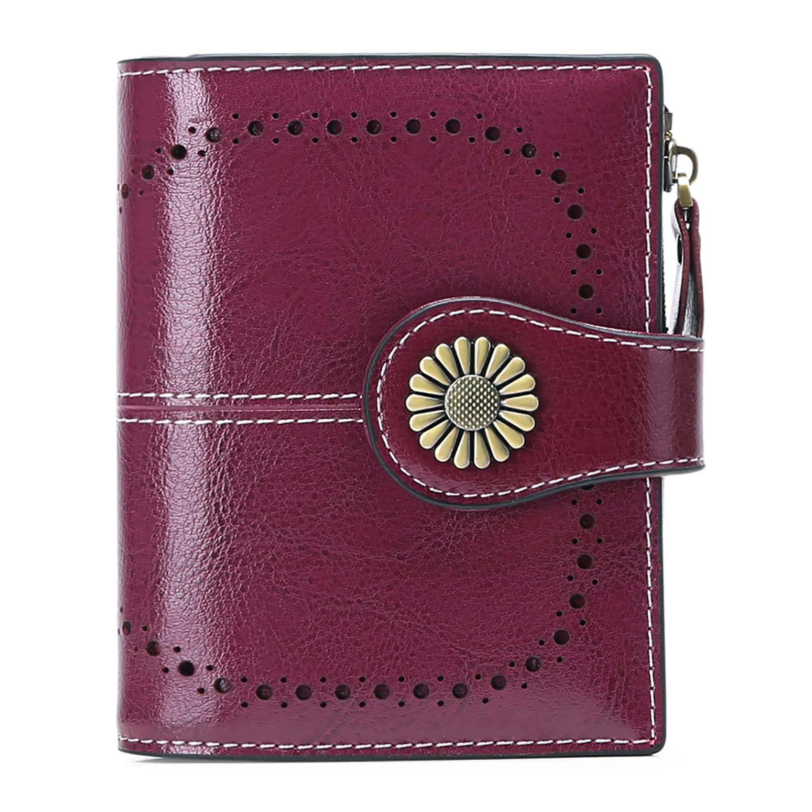 SENDEFN Bifold Purse Card Holder Wallet Genuine Leather RFID Blocking Wallet for Women with 16 Card Slots