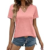 TICTICMIMI Women's V Neck Short Sleeve Tops Summer Casual T Shirts