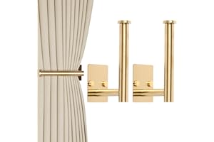 OCIOLI 2 Pack No Drill Curtain Holdbacks - Self-Adhesive/Screw-in Metal Curtain Tie Backs with Rustproof SUS304 Steel, Wall M