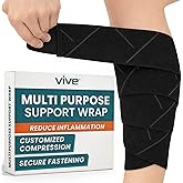 Vive Elastic Knee Wrap - Ankle, Foot, Calf &amp; Wrist Support for Pain Relief | Compression Bandage for Legs, Edema, Weightlifting, Sports, Plantar Fasciitis (One Size)