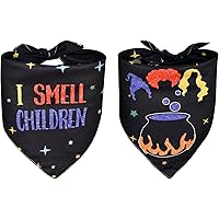 AVOIN colorlife Halloween I Smell Children Dog Bandana 2 Pcs, 30x20x20 inch Adjustable Sanderson Sisters Holiday Party Triang