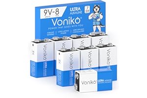 Voniko 9V Batteries - Alkaline 9V Battery 8 Pack - Ultra Long Lasting with a 7 - Year Shelf Life
