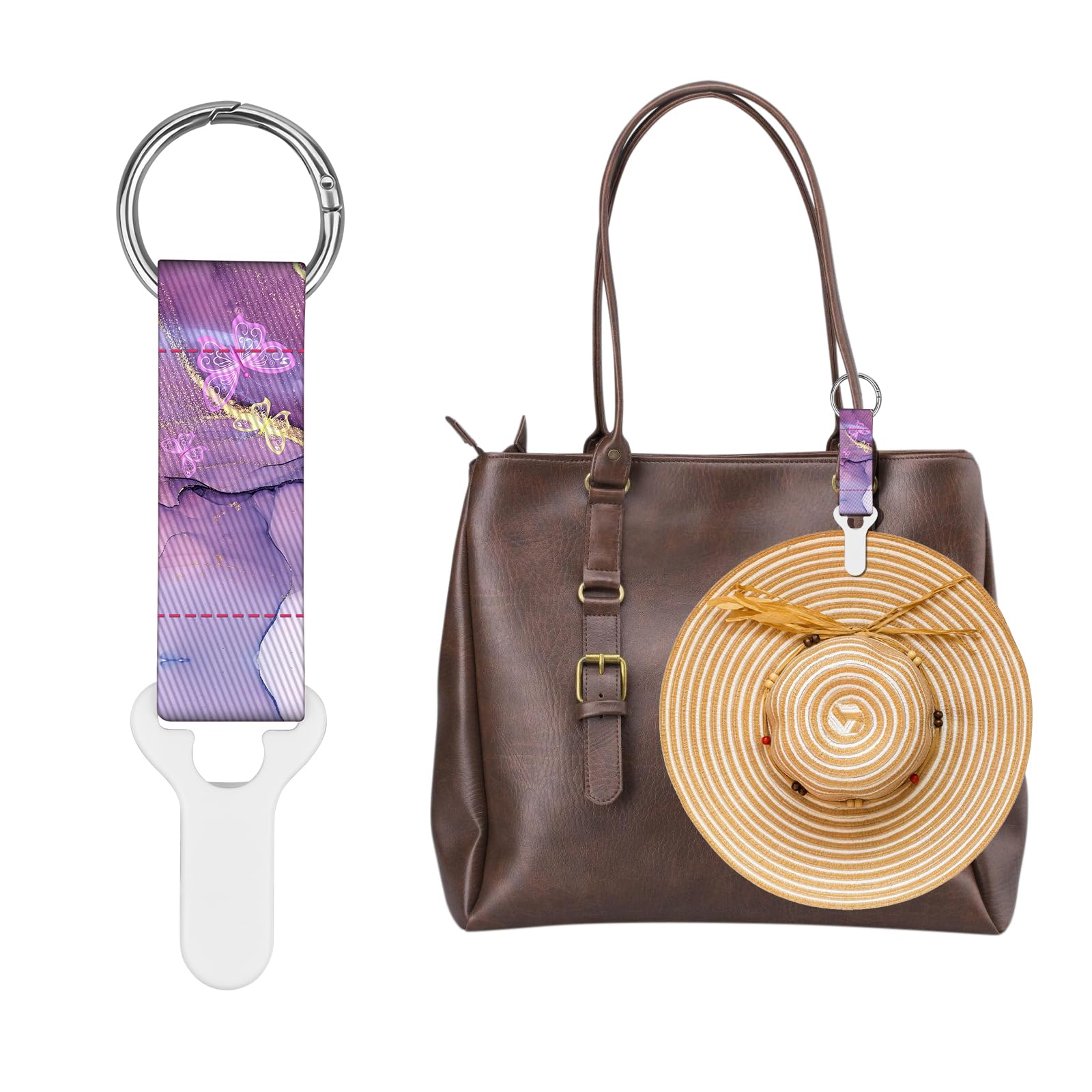 Photo 1 of **pack3**hat clip for travel on bag, beach vacation essentials, essential accessories for travel handbags, backpacks and luggage (Purple butterfly)