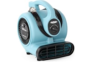 ALORAIR 600 CFM Air Mover Blower Fan for Industrial, Workshop, and Home Use - 3 Speeds, 5 Adjustable Angles and Daisy Chain - Ideal for Water Damage Restoration and Plumbing - GF600A Blue