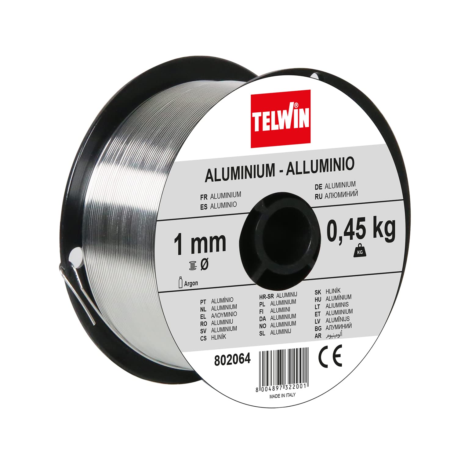 Telwin S.p.A. 802064 Aluminium welding wire coil diameter 1,0 mm, 0,45 Kg, grey