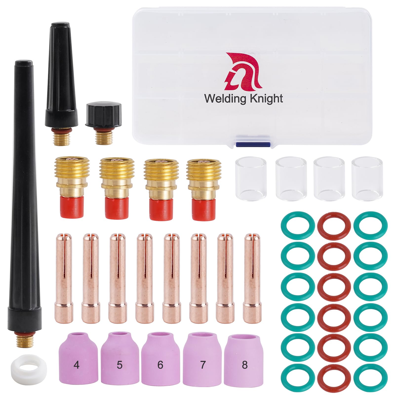 Photo 1 of Welding Knight 43Pcs TIG Welding Torch Stubby Gas Lens #10 Glass Cup Accessories Kit For TIG WP-9/20/25