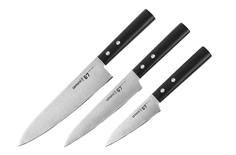 Samuru Professionelle Kochmesser 3- teiliges Set - Original Japanische Klingenqualität - Bleibt jahrelang messerscharf!