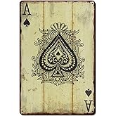 Vintage Poker Wall Decor Metal Sign Retro tin Sign Wall Decorative Signs for Man Cave Home Cafe Pub bar Shop 12x8 Inch Spades Ace