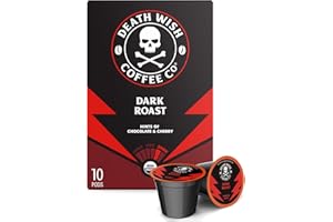 DEATH WISH COFFEE CO. Death Wish Coffee, Dark Roast Single-Serve Coffee Pods, 10 Count