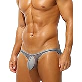 PAIZH Men's Sexy Low Rise Briefs See-through Ice Silk Soft Bikini Underwear