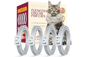 ALLYEAH Natural Flea and Tick Collar for Cats – 4 Pack, 8 Months Long-Lasting Protection, Waterproof, Adjustable Size for Kittens and Adult Cats