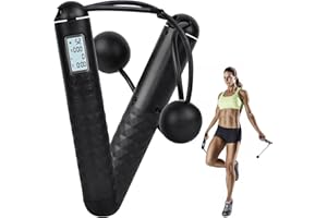 VIZELA Skipping Rope with Counter, Cordless Jump Rope, Intelligent Timed Weighted Jump Rope, Adjustable Digital Counting Jumps Ropes for Lose Weight, Burn Calories