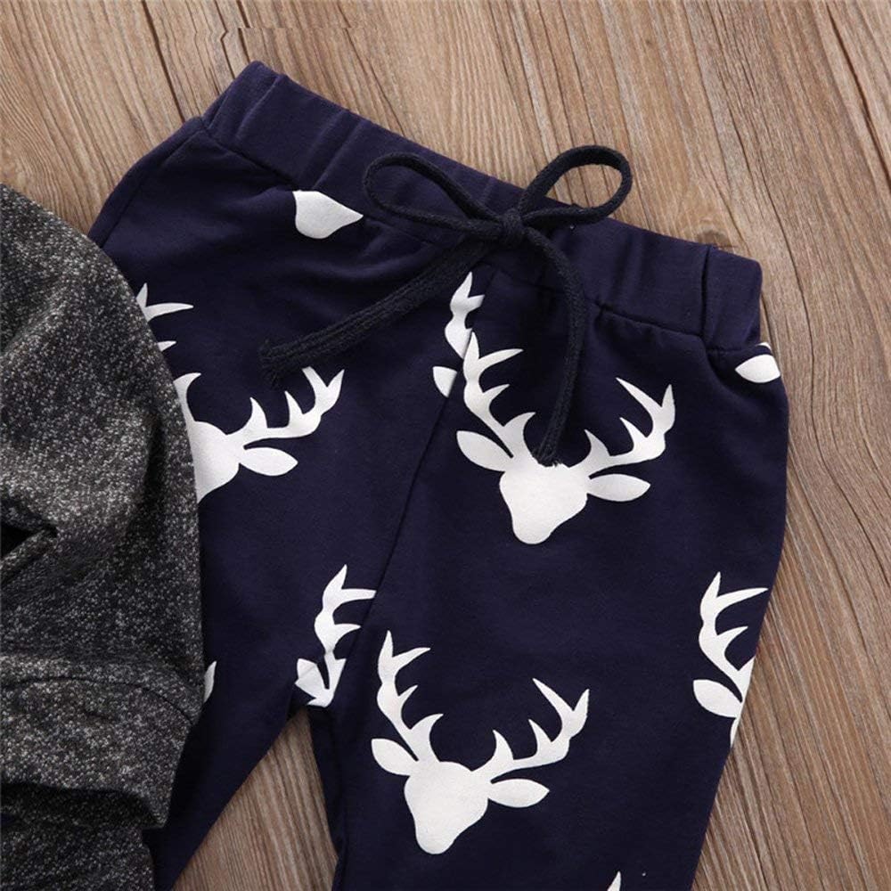 Toddler Infant Baby Boys Deer Long Sleeve Hoodie Tops Sweatsuit Pants Outfit Set: Clothing