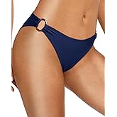 Zmart Women O Ring Bikini Bottoms Full Coverage Swimsuit Bottom Low Waist Low Rise Bathing Suit