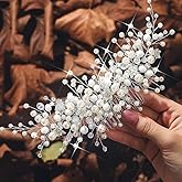 Bessney Pearl Wedding Hair Combs Silver Bride Hair Pieces Flower Hair Accessories for Women
