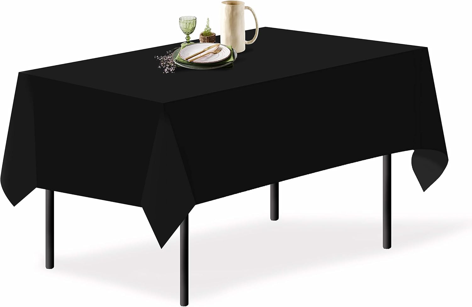 Grandipity Black 1 Pack Premium Polyester Rectangle Tablecloth 60" x 102" Inch Rectangular (Linen Alternative) Fabric Table Cloth for 6 Foot Table Washable Polyester - Wrinkle and Stain Resistant: Home & Kitchen