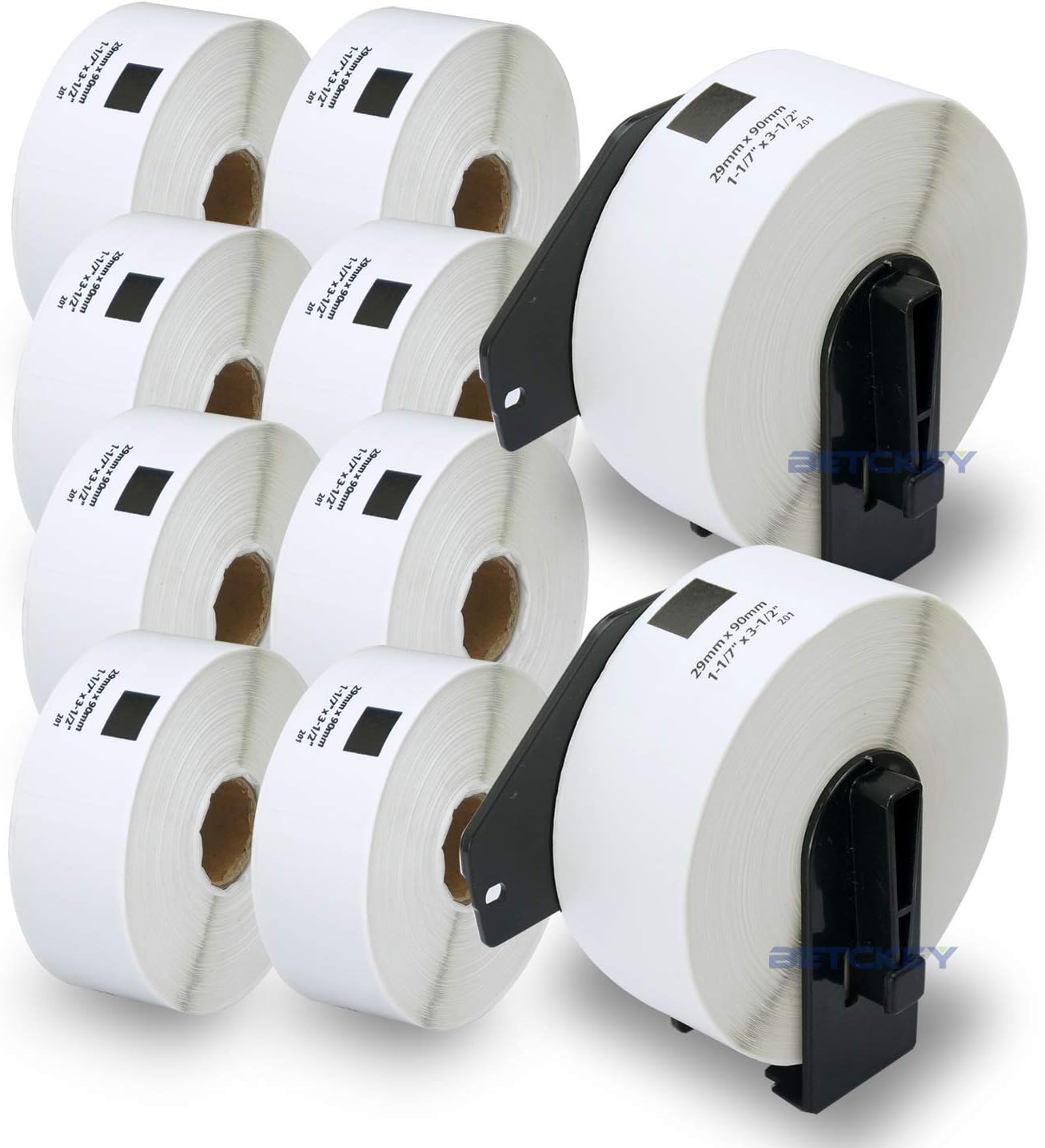 BETCKEY, 10 Rolls DK-11201 Labels with ONLY 2 Reusable Label Holders, 29mm x 90mm