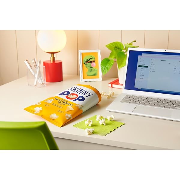 SKINNYPOP POPCORN, WHITE CHEDDAR, WHOLE GRAIN, DAIRY-FREE SNACK, 1OZ BAGS (12CT)