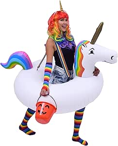 GoFloats Unicorn Costume Tube - Giant Inflatable Unicorn with Suspenders