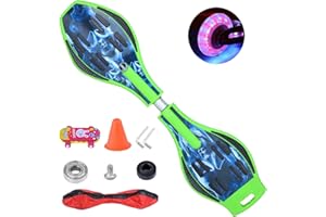 Tmore RipStik Caster Board Skateboard, Deluxe Junior Caster Board with 360-degree Casters, 2 Illuminating Wheels Compact Ligh