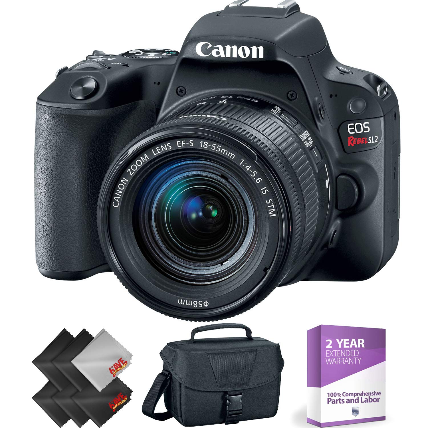 Canon EOS Rebel SL2 DSLR Camera with 1855mm Lens (Black) + 1 Year