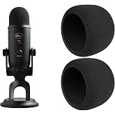 SOULWIT 2Pcs Pop Filter for Blue Yeti/Yeti Pro - Black | (Not Fit Yeti Nano), Windscreen for Logitech for Creators Blue (Yeti/Yeti Pro) Microphone