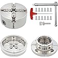 DEEFIINE 4 Inch Wood Lathe Chuck Set 1-1/4"- 8 tpi thread, Nickel Plated Self Centering 4 Jaw Wood Turning Chuck set (2PCS jaws)