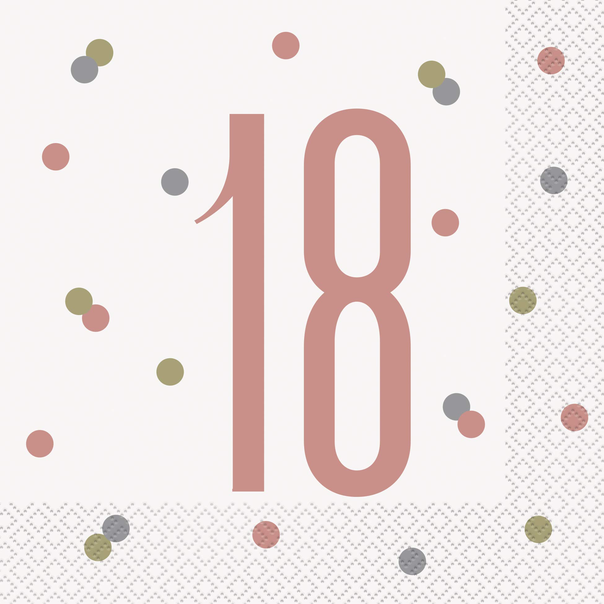 Elegant Rose Gold 18th Glitz Luncheon Napkins (16cm) - Perfect for Parties, Weddings, & Special Occasions - 16 ct