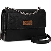 Wrangler Flap Crossbody Purse for Women Shoulder Bag Vintage Wallets with Chain Strap