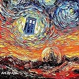 Starry Night Tardis print van Gogh Never Saw Gallifrey by Aja 8x8, 10x10, 12x12, 20x20, and 24x24 inches choose